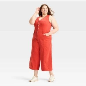Women's Cropped Sleeveless Jumpsuit - Universal Thread Red